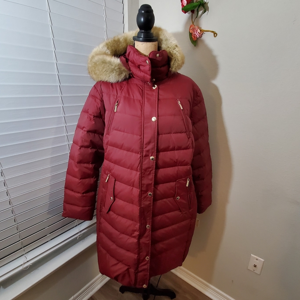 Michael Kors maxi puffer faux fur hooded coat